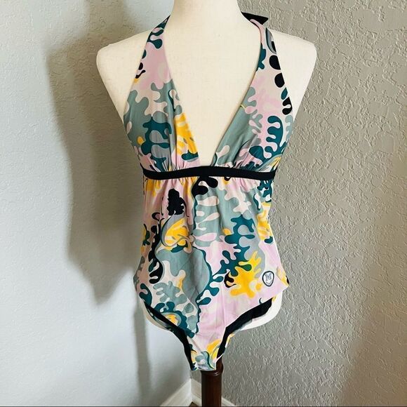 MISSONI‎ Printed Halter One-Piece Swimsuit, Size 42 Euro (8 US) Multi Color, NWT - Picture 1 of 15